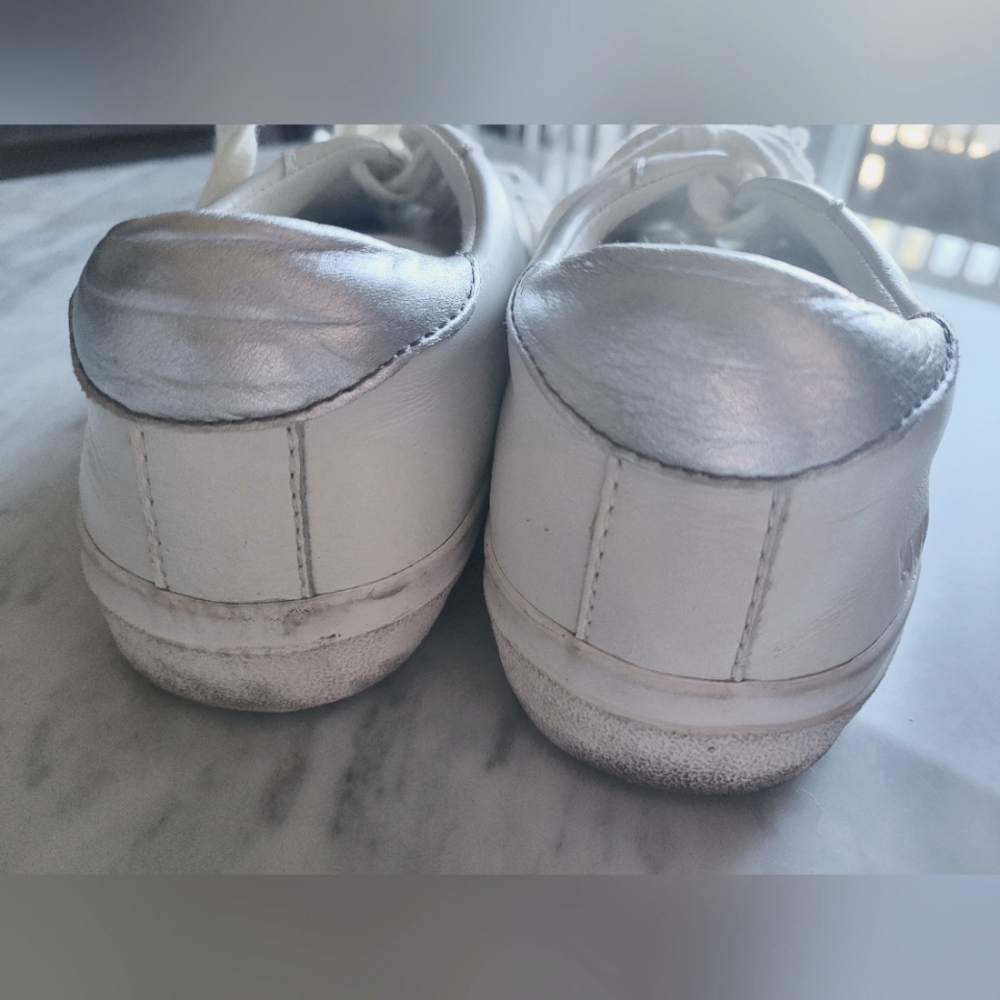 Madewell Delia Sneaker White Print Leather Low Top 8 Casual Cute Trendy - Picture 7 of 8